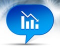 Statistics down icon blue bubble background Royalty Free Stock Photo