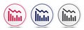 Statistics down icon crystal flat round button set illustration design