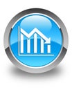 Statistics down icon glossy cyan blue round button Royalty Free Stock Photo