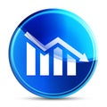 Statistics down icon glassy vibrant sky blue round button illustration Royalty Free Stock Photo