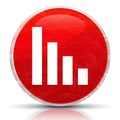 Statistics down icon metallic grunge abstract red round button illustration