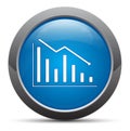 Statistics down icon premium blue round button vector illustration