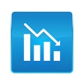 Statistics down icon shiny blue square button Royalty Free Stock Photo