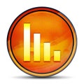 Statistics down icon shiny bright orange round button illustration Royalty Free Stock Photo