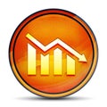 Statistics down icon shiny bright orange round button illustration Royalty Free Stock Photo