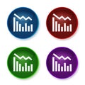 Statistics down icon shiny round buttons set illustration