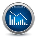 Statistics down icon starburst shiny blue round button illustration design concept