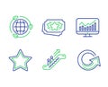 Statistics, Eco energy and Loyalty points icons set. Escalator, Star and Reload signs. Vector