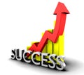 Statistics graphic with success word Royalty Free Stock Photo