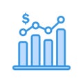 Statistics icon in blue style about marketing and growth for any projects Royalty Free Stock Photo