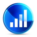 Statistics icon glassy vibrant sky blue round button illustration Royalty Free Stock Photo