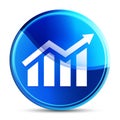 Statistics icon glassy vibrant sky blue round button illustration Royalty Free Stock Photo