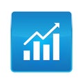 Statistics icon shiny blue square button