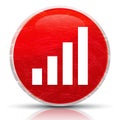 Statistics icon metallic grunge abstract red round button illustration