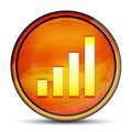 Statistics icon shiny bright orange round button illustration Royalty Free Stock Photo