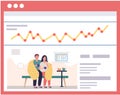 Statistics of illnesses. Data chart poster. People in relationships on treatment in apartment