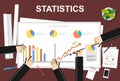 Statistics illustration. Flat design illustration concepts for statistics, meeting, business, finance, management, career Royalty Free Stock Photo