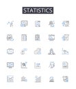 Statistics line icons collection. Technicians, Specialists, Engineers, Experts, Analysts, Programmers, Designers vector