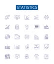 Statistics line icons signs set. Design collection of Statistics, data, analysis, samples, population, variation, mean