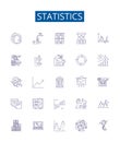 Statistics line icons signs set. Design collection of Statistics, data, analysis, samples, population, variation, mean