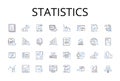 Statistics line icons collection. Probability Theory, Numerical Data, Quantitative Analysis, Metric System, Financial