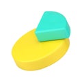 Statistics pie chart 3d icon. Infographic yellow circle with green part