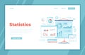 Statistics Presentation. Monitoring and analysis statistical data. Graphs, charts, diagrams, infographics on white board, screens