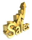 Statistics sales graphic in gold Royalty Free Stock Photo