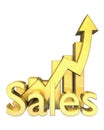 Statistics sales graphic in gold Royalty Free Stock Photo