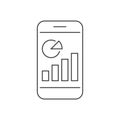 Statistics on smartpfone screen outline icon