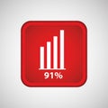 statistics in square button isolated icon design