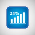 statistics in square button isolated icon design