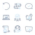 Statistics timer, Approved message and Survey progress icons set. Vector
