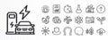 Statistics timer, Calendar graph and Augmented reality line icons for web app. Pictogram icon Vector