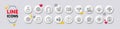 Statistics timer, Calendar graph and Augmented reality line icons. For web app, printing. White buttons 3d icons Vector