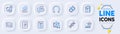 Statistics timer, Chemistry dna and Certificate line icons for web app. Pictogram icon. Vector