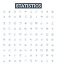 Statistics vector line icons set. Statistic, Analytics, Data, Variables, Probability, Distribution, Regression Royalty Free Stock Photo