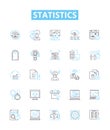 Statistics vector line icons set. Statistic, Analytics, Data, Variables, Probability, Distribution, Regression Royalty Free Stock Photo