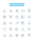 Statistics vector line icons set. Statistic, Analytics, Data, Variables, Probability, Distribution, Regression Royalty Free Stock Photo