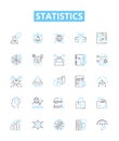 Statistics vector line icons set. Statistic, Analytics, Data, Variables, Probability, Distribution, Regression