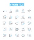 Statistics vector line icons set. Statistic, Analytics, Data, Variables, Probability, Distribution, Regression