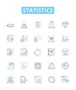 Statistics vector line icons set. Statistic, Analytics, Data, Variables, Probability, Distribution, Regression Royalty Free Stock Photo