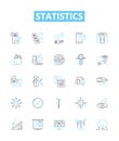 Statistics vector line icons set. Statistic, Analytics, Data, Variables, Probability, Distribution, Regression Royalty Free Stock Photo