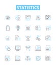 Statistics vector line icons set. Statistic, Analytics, Data, Variables, Probability, Distribution, Regression