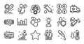 Stats, 5g internet and Low thermometer line icons set. Vector