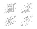 Stats, Networking and Report document icons set. Swipe up sign. Vector