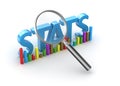 Stats text and magnify glass Royalty Free Stock Photo