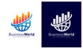 Stats World logo design vector, Colorful World logo design template, Icon symbol