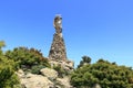 Statua San Michele on top of sardinian mountain landscape near Biddamanna IstrisÃ ili Villagrande Strisaili Arzana, Italy