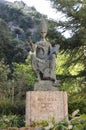 Statue abat Olibe fundator of Montserrat, Catalonia, Spain